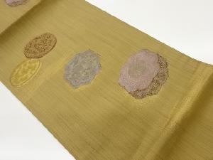 唐花華紋模様織出し開き名古屋帯（額縁仕立て）